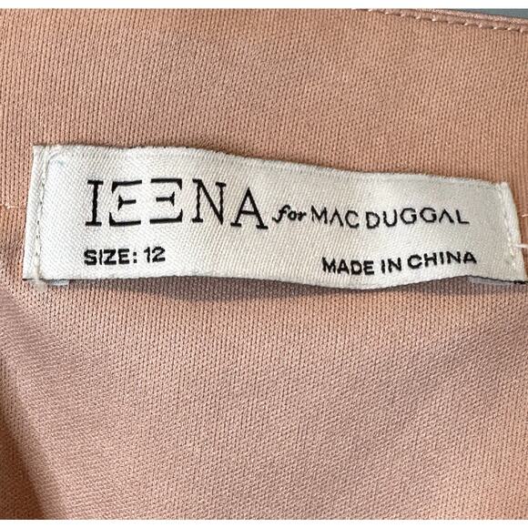 Ieena for Mac Duggal Blush Cape Sleeve V-Neck Fitted Dress 55358 Size 12 - Picture 11 of 13